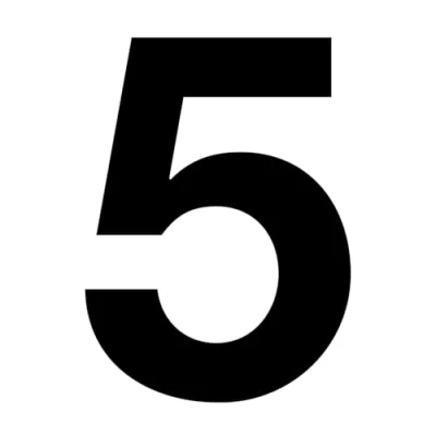 Abbildung von Zahlen Aufkleber Nr. 5 in schwarz I Höhe 10 cm selbstklebende Haus Nummer, Ziffer zum Aufkleben für Außen, Briefkasten, Tür wetterfest kfz_673_5