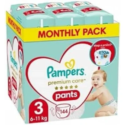 Abbildung von Pampers Pants Windelhose Größe 3 (6 11kg), Premium Care, 144 Stück, Windeln mit Stop &amp; Protect Anti Auslaufen hinten