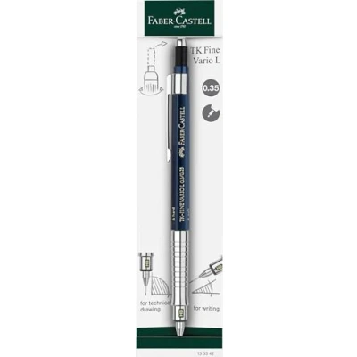 Abbildung von FABER CASTELL 135342 Druckbleistift TK Fine Vario L 0.35 mm, Indigo, Minenbleistift mit Soft/Hart Mechanik