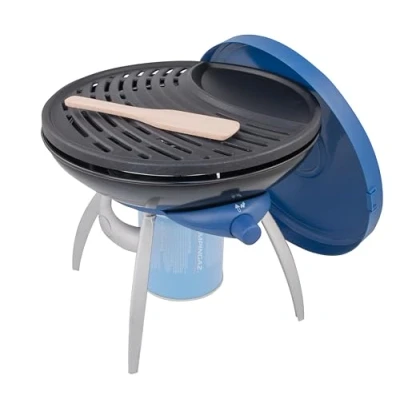 Abbildung von Campingaz,203403,Party AA8Grill, KleinerGrill für Camping,Festivals oder Picknick, Camping Grill mitflexiblen Kochmöglichkeiten, Gaskocher mit Antihaftbeschichteter Grillplatte und Topfträger