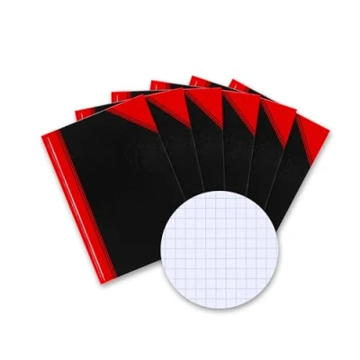 Abbildung von Bantex Notizbuch A6 kariert, 192 Seiten, 70 g/m², Hardcover, schwarz, 6 Stück