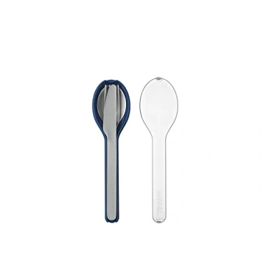 Abbildung von Mepal Besteck 3 teiliges Set Ellipse für unterwegs Besteht aus einem Messer, Gabel &amp; Löffel mit Reiseetui Edelstahl Nordic Denim