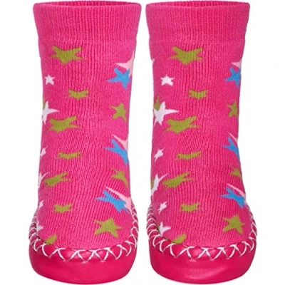 Abbildung von Playshoes Jungen Unisex Kinder Hüttenschuh Kniestrümpfe, pink Sterne, 17/18 EU