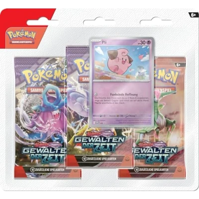 Abbildung von Pokémon Sammelkartenspiel: 3er Pack Karmesin &amp; Purpur Gewalten der Zeit: Pii (3 Boosterpacks 1 holografische Promokarte)