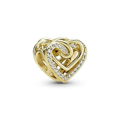 Abbildung von PANDORA Funkelnde Verschlungene Herzen Charm aus 14 Karat Vergoldeter Metalllegierung mit Cubic Zirkonia, 769270C01