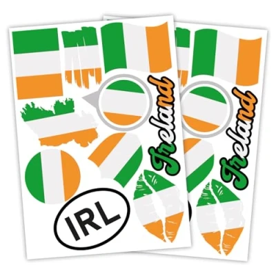 Abbildung von Finest Folia 2er Set DIN A4 Länderaufkleber Fahne Aufkleber Länderfahne Flagge für Auto Motorrad Sticker Länderflagge selbstklebend wetterfest R217 (24 Irland)
