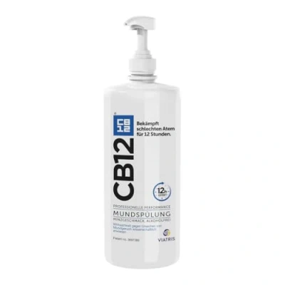 Abbildung von CB12 Mundspülung: Mundwasser mit Zinkacetat &amp; Chlorhexidin gegen schlechten Atem Mundgeruch für 12 Stunden, Geschmack Minze, alkoholfrei, 1000 ml