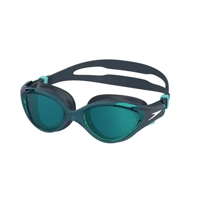 Abbildung von Speedo Biofuse 2.0 Mirror Swimming Goggles Female Design Patented Adjust Mechanism Anti Fog Leak Comfort Fit Schwimmbrille für Damen, Dark Teal/Cobalt/Emerald Mirror, One Size
