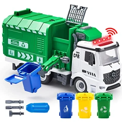 Abbildung von JOYIN Jumbo Müllauto Spielzeug Müllwagen Kinder ab 3 4 5 6 7 Jahre,Müllabfuhr Auto mit Licht und Sounds, Mülleimer, Schraubendreher Spielzeug, für DIY Montage