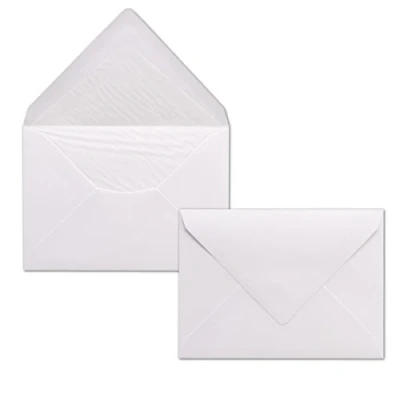 Abbildung von 25 Briefumschläge Weiss DIN C6 gefüttert mit weißem Seidenpapier 100 g/m² 11,4 x 16,2 cm Nassklebung NEUSER PAPIER