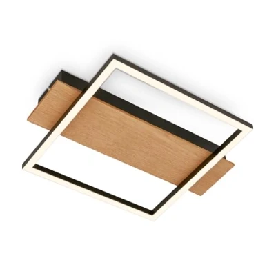 Abbildung von LED Deckenleuchte Kada, 34x26 cm, Holz, Metall, schwarz