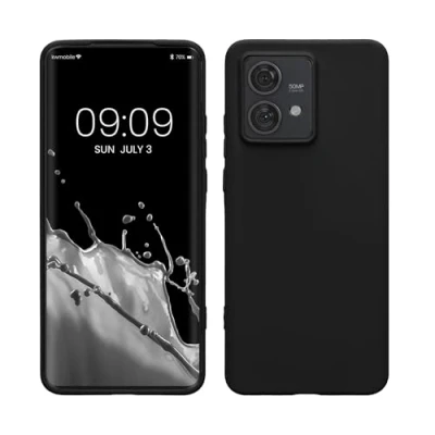 Abbildung von kwmobile Hülle kompatibel mit Motorola Edge 40 Neo weiches TPU Silikon Case Cover geeignet für kabelloses Laden Schwarz matt