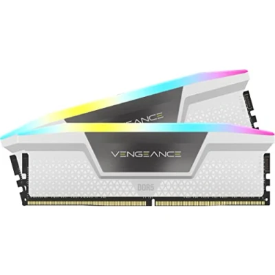 Abbildung von Corsair VENGEANCE RGB DDR5 RAM 32GB (2x16GB) 5200MHz CL40 Intel XMP iCUE Kompatibel Computer Speicher Weiß (CMH32GX5M2B5200C40W)