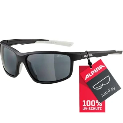 Abbildung von ALPINA DEFEY Verzerrungsfreie und Bruchsichere Sport &amp; Fahrradbrille Mit 100% UV Schutz Für Erwachsene, black matt white, One Size