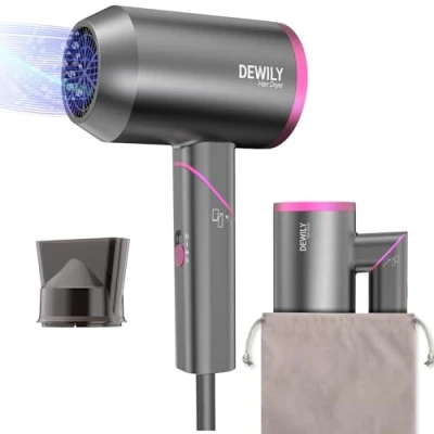 Abbildung von Föhn Ionen Klappbar Haartrockner DEWILY Profi Fön Reisefön Klein，Haarföhn Hairydryer Haarföh leise, 3 Heiz, Starker Reisehaartrockner für Familie