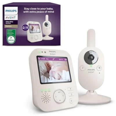 Abbildung von PHILIPS Avent Babyphone mit Kamera Premium DEKRA Zertifiziert privat und sicher 3.5&quot; Display, x4 Zoom, Nachtsicht, Schlafliedern Thermometer (SCD891/26)