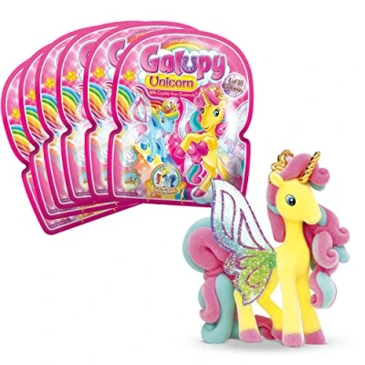 Abbildung von GALUPY Unicorn 6er Pack Einhorn Figuren, Spielzeug zum Sammeln, 6X Ponyfiguren mit Glitzerflügeln &amp; Swarovski Kristal