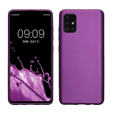 Abbildung von kwmobile Case kompatibel mit Samsung Galaxy A51 Hülle Schutzhülle aus Silikon metallisch schimmernd Handyhülle Metallic Violett