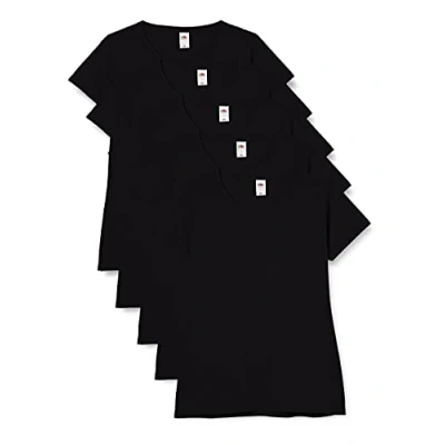 Abbildung von Fruit of the Loom Damen Regular Fit T Shirt, 5er Pack, schwarz, 38 EU (Herstellergröße: S)