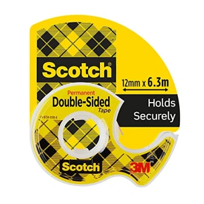 Abbildung von Scotch Doppelseitiges Klebeband 136D MDOEU, 12,7 mm x 6,3 m, 1 Rolle auf Handabroller/Packung