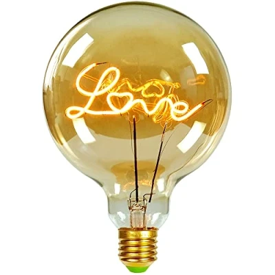 Abbildung von TIANFAN Vintage Glühbirnen, LED Glühbirne, 4 W, dimmbar, Liebes /Heim Buchstabe, dekorative 220/240 V, E27, Tischlampe (Love)