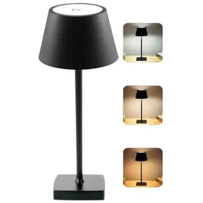 Abbildung von ChenFec LED Tischlampe Kabellos Akku Aufladbar, Tischleuchte USB Kabellose Lampe Flaschenlicht, Outdoor Indoor LED.(Schwarz)