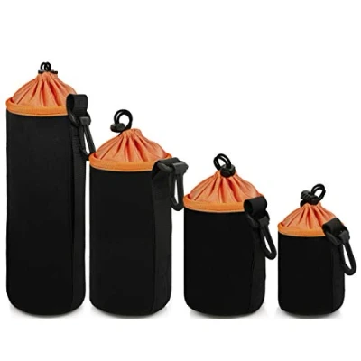 Abbildung von MyGadget Objektivtasche Neopren 4er Set mit Fleece Fütterung Objektivbeutel Schutztasche wasserabweisend für Kamera Objektive z.B. Canon, Sony Schwarz