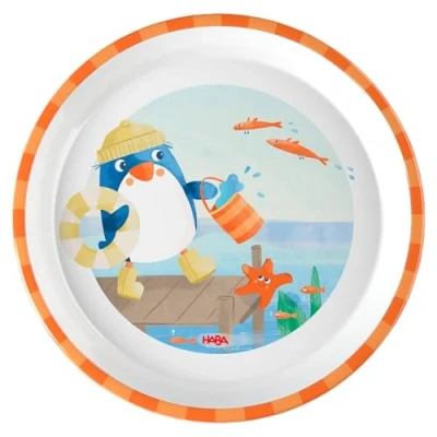 Abbildung von HABA Kinderteller Pinguin Praktischer Melamin Teller mit Pinguinmotiv Rutschfest spülmaschinengeeignet Ab 12 Monaten 2012441001