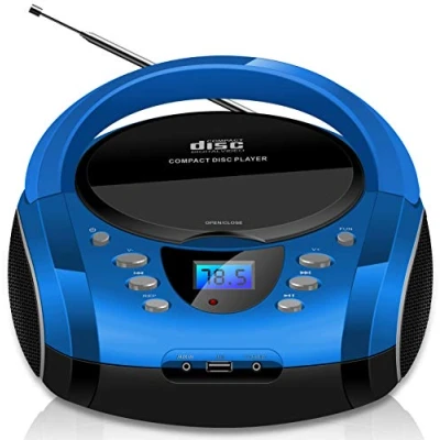 Abbildung von Tragbare Boombox CD/CD R USB FM Radio Bluetooth AUX In Kopfhöreranschluss CD Player Kinder Stereoanlage Kompaktanlage