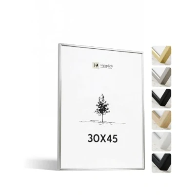 Abbildung von Heimlich® Bilderrahmen 30x45 cm, Aluminium, Silber Kleiner Posterrahmen mit Folienabdeckung Nur zur Wandmontage