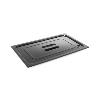 Abbildung von HENDI GN Deckel 1/2 schwarz 325 x 265 cm mit Griff 40 bis +110 C Polycarbonat Kunststoff, Behälter