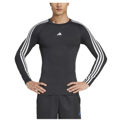 Abbildung von adidas Performance Techfit 3 Stripes Longsleeve Langarmshirt, Herren, Größe: Small, Black