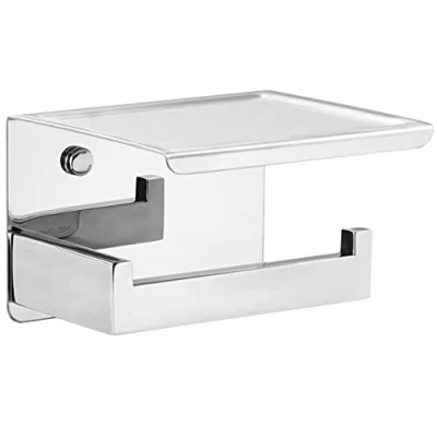 Abbildung von HITSLAM Toilettenpapierhalter Ohne Bohren, Selbstklebend Klopapierhalter mit Ablage, Edelstahl Klorollenhalter Wandmontage, Wc Papier Halterung Rollenhalter Kleber für Badzimmer Chrom