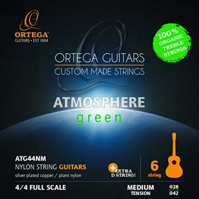Abbildung von ORTEGA Atmosphere Green Series Gitarrensaiten Organic Nylon Treble Medium + Extra D Saite (ATG44NM)