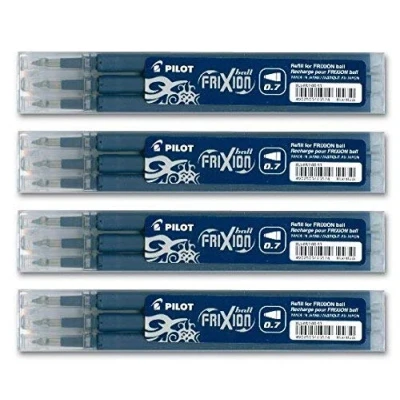 Abbildung von Pilot FriXion Ball Tintenroller 0,7 Ersatzminen Nachfüllminen 4 Set á 3 Stk Blauschwarz