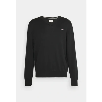 Abbildung von GANT Classic V NECK Strickpullover, Herren, Größe: Small, Black