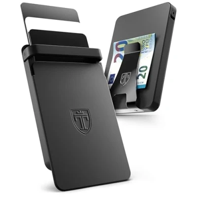 Abbildung von TRAVANDO SLYDE Aluminium Kartenetui mit RFID Schutz Kartenhalter Geldklammer für 7 Karten Kreditkartenetui Portmonee Herren Slim Wallet