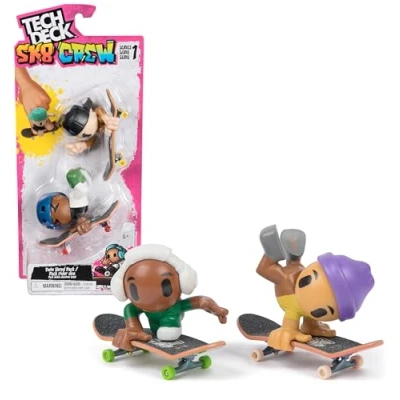 Abbildung von Tech Deck Sk8 Crew, 2er Set: 2 Fingerboards jeweils mit Cooler Skater Figur, Figuren abnehmbar und kompatibel Anderen Fingerboards, ab 5 Jahren (Sortiert, Zufallsauswahl)