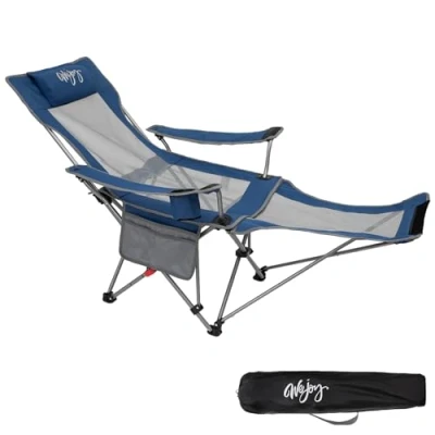 Abbildung von #WEJOY 2 in 1 Campingstuhl Faltbar, Strandstuhl mit Verstellbarer Rückenlehne &amp; Fußstütze, Relaxsessel Liege Getränkehalter, Liegestuhl Angelstuhl für Outdoor Camping