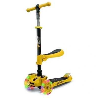 Abbildung von 3 Rad Roller für Kinder Steh und Kreuzfahrt Kinderspielzeug Tretroller mit Verstellbarer Höhe, Rutschfester Plattform, Blinkenden Radlichtern, Jungen/Mädchen im Alter von 2 12 Jahren Hurtle