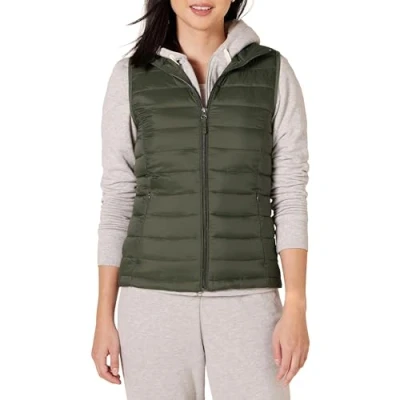 Abbildung von Amazon Essentials Damen Leichte, Wasserbeständige Pufferweste, Verstaubar, Olivgrün, L