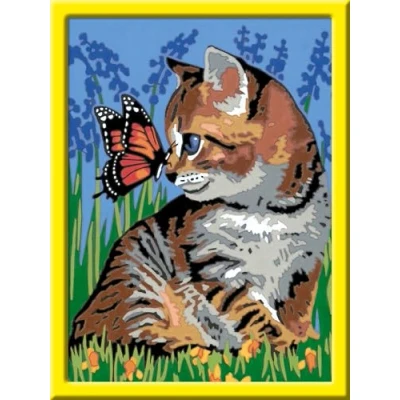 Abbildung von Ravensburger CreArt 28651 Katze mit Schmetterling Malen nach Zahlen für Kinder ab 9 Jahre