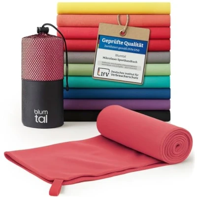 Abbildung von Blumtal Mikrofaser Handtuch 140x70 cm leicht &amp; extra saugstark schnelltrocknende Microfaser Handtücher optimales Fitness Handtuch/Mikrofaser Strandtuch/Gym Towel Reisehandtuch kompakt Pink