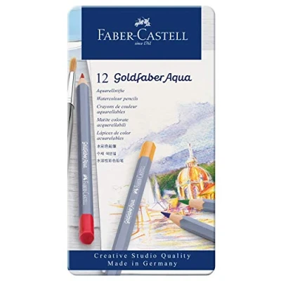 Abbildung von FABER CASTELL 114612 Aquarellstifte Goldfaber, 12 teiliges Buntstifte Set, bruchsicher, vollständig wasservermalbar