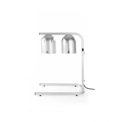 Abbildung von HENDI Wärmebrücke mit 2 Infrarot Lampen 45 x 36 79 cm Höhenverstellbar 59 bis cm, Gastro Aluminium Buffet Wärmelampen silber