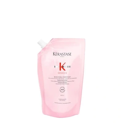 Abbildung von Kérastase Genesis Bain Hydra Fortifiant, Kräftigendes Shampoo bei Haarverlust durch Haarbruch, Haarpflege brüchigem Haar, Nachfüllpackung, 500 ml