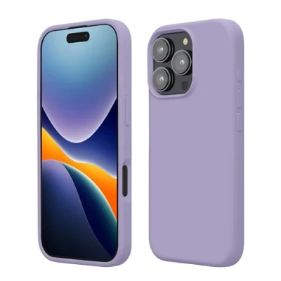 Abbildung von kwmobile Handyhülle für iPhone 16 Pro Hülle, Case Hülle Silikon kabelloses Laden Lavendel