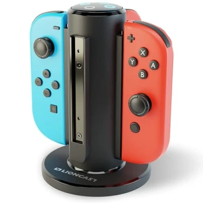 Abbildung von Lioncast® Joy Con Quad Charger für Nintendo Switch [mit LED Ladeanzeige] Controller Ladestation extra stabiler Stand Halterung