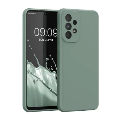 Abbildung von kwmobile Hülle kompatibel mit Samsung Galaxy A33 5G Silikon Handy Case Handyhülle weiche Oberfläche kabelloses Laden Rainwashed Grün