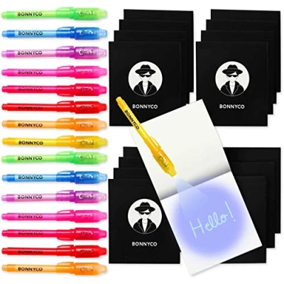 Abbildung von BONNYCO UV Stift und Notizbuch, 16 Stück Mitgebsel Kindergeburtstag Jungen &amp; Mädchen Gastgeschenke, Adventskalender Inhalt kleine Geschenke für Kinder Mini